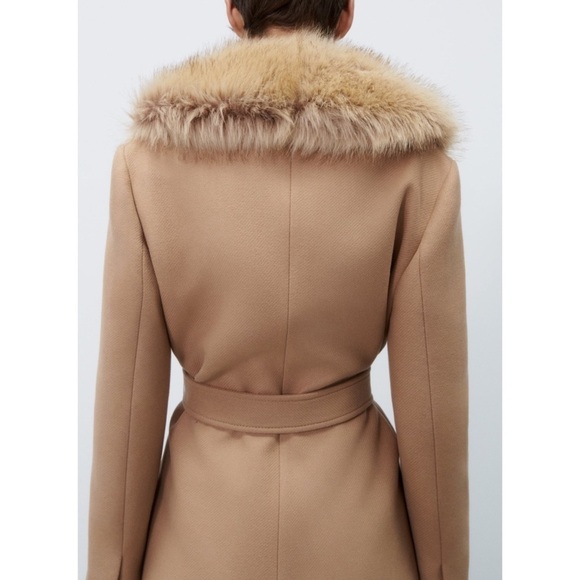 NWT Zara Italian wool faux fur collar belted coat bloggers fav - Picture 12 of 16